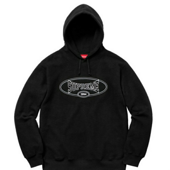 Supreme Reverse fleece hooded black sweatshirt